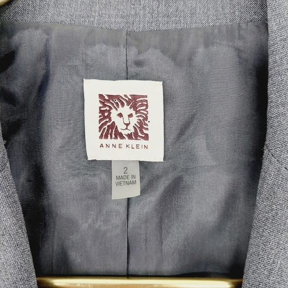 Anne Klein Button Front Gray Long Sleeve Pockets Business Casual Suit Jacket Z2 - Picture 5 of 9